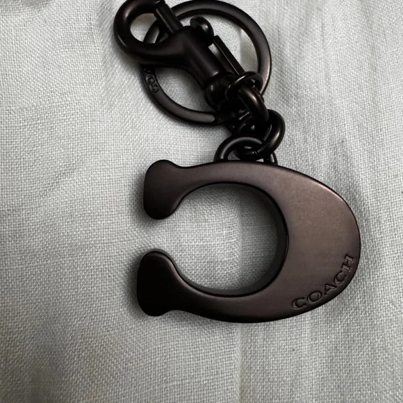 Coach Black Keychain with Green Letter C - Picture 2 of 2